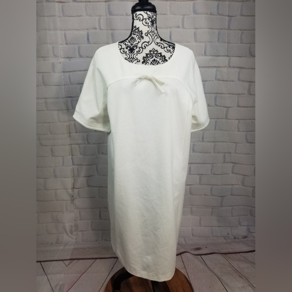 Boden women's short sleeve stretch knit size 16R popover cream dress LLBB